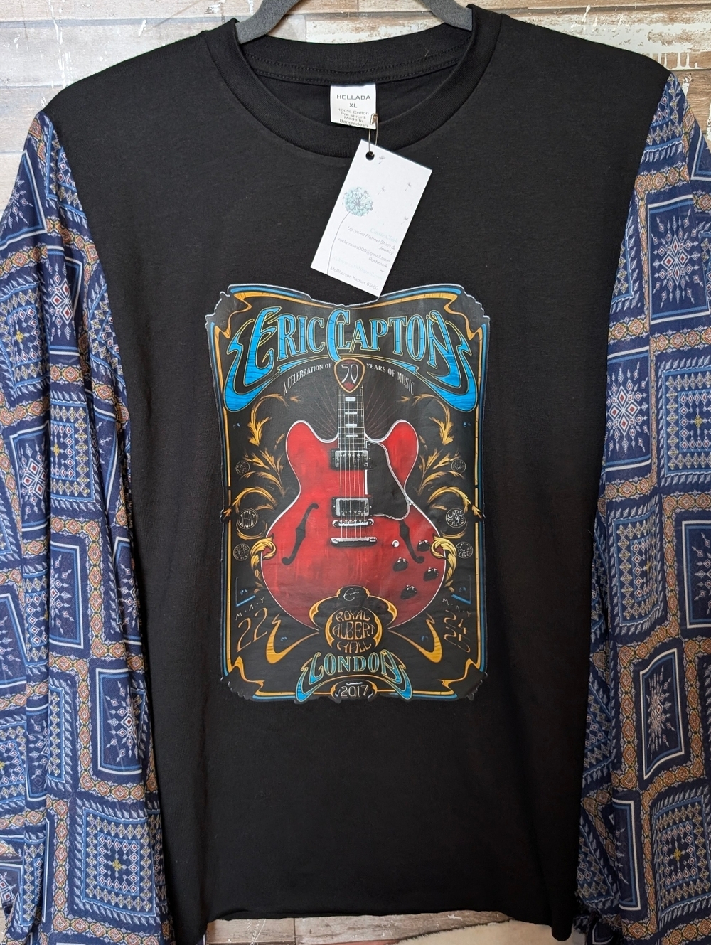 New Handcrafted Eric Clapton Graphic With Boho Bat Winged Sleeves - Picture 3 of 10